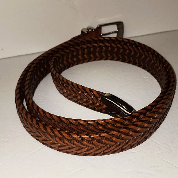 "PERRY ELLIS PORTFOLIO" BROWN LEAYJER WEAVED BELT SZ 48 - Picture 4 of 8